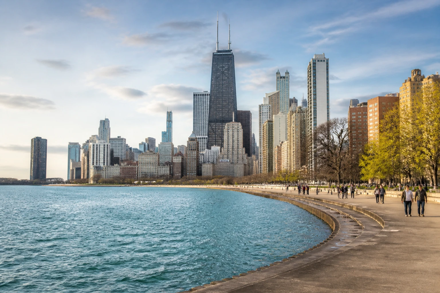 Representative city destination view: Chicago, United States; local streetscape and regional architecture, not an exact landmark photograph.