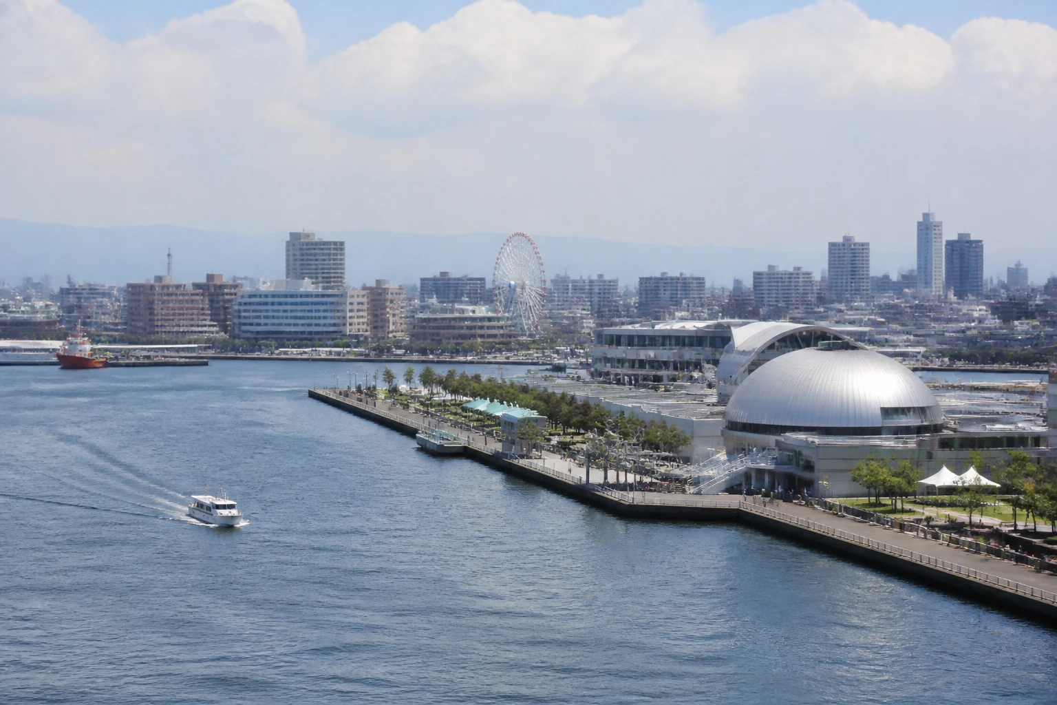 Representative cruise port destination view: Nagoya, Japan; passenger waterfront and harbor water, not an exact landmark photograph.
