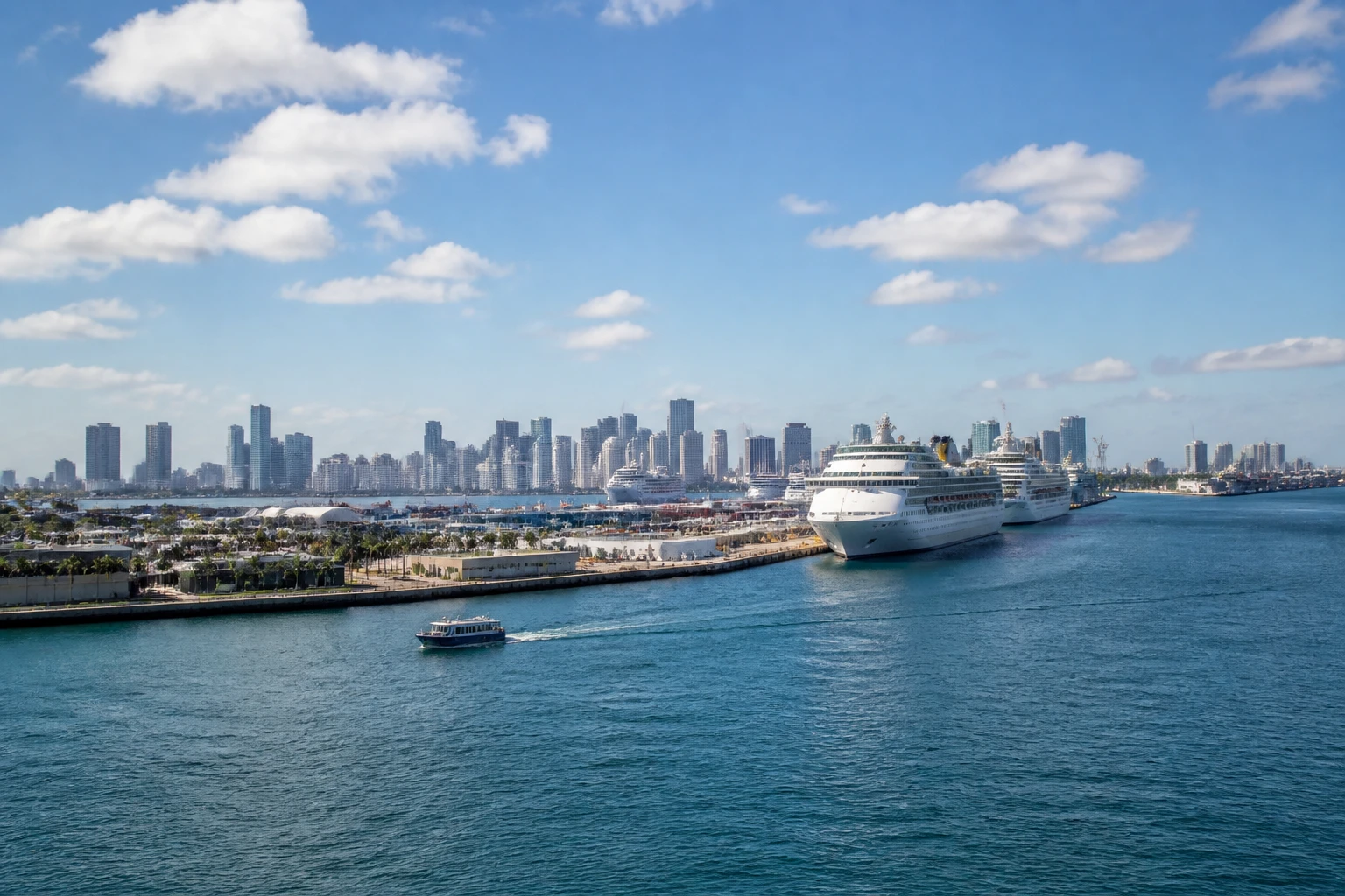 Representative cruise port destination view: Port Everglades, United States; passenger waterfront and harbor water, not an exact landmark photograph.