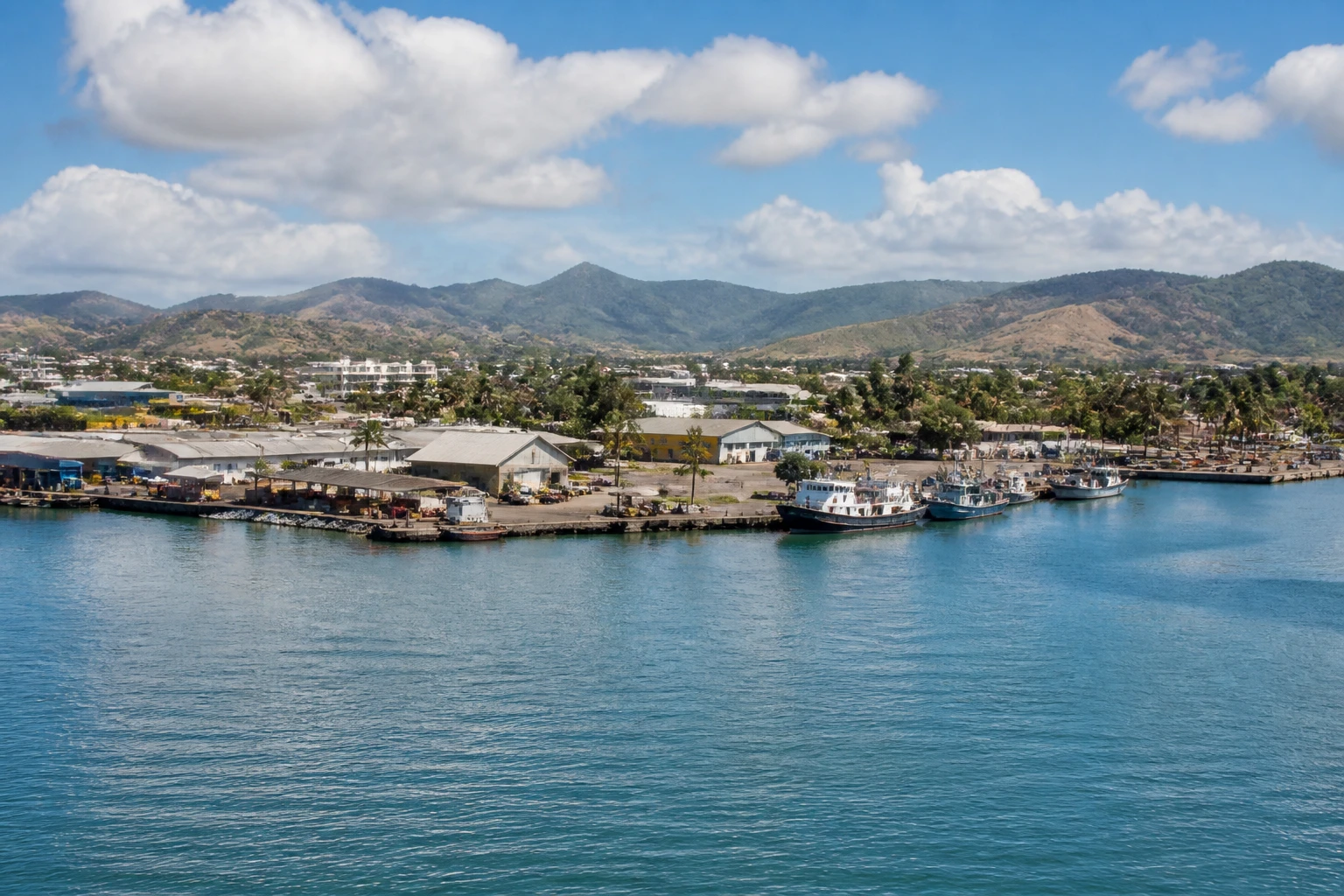 Representative cruise port destination view: Lautoka, Fiji; passenger waterfront and harbor water, not an exact landmark photograph.