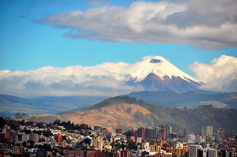 the historic center of Quito, Ecuador, beneath the Andes, a destination or experience featured on the Ecuador: Natural Wonders and Ancient Cultures with Galapagos Cruise tour