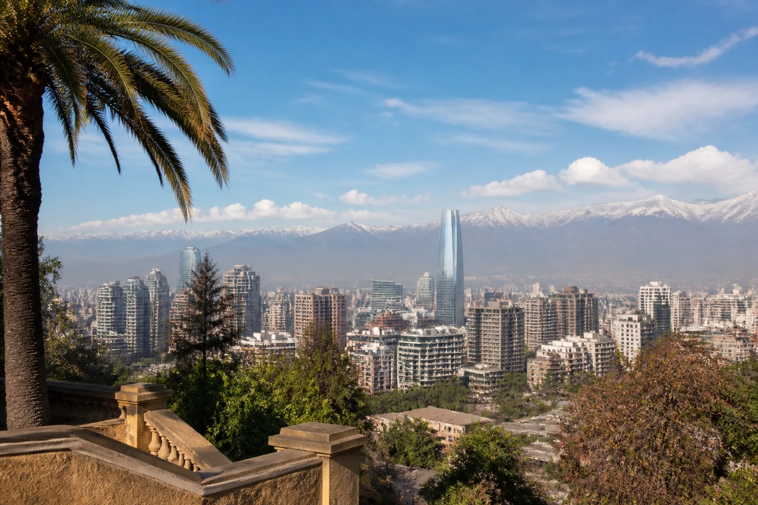 Representative city destination view: Santiago, Chile; passenger waterfront and harbor water, not an exact landmark photograph.