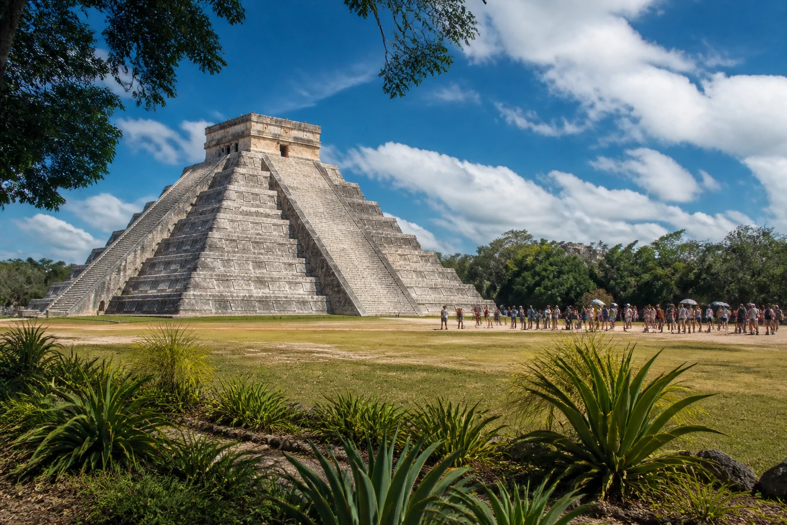 Representative travel destination view: Chichen Itza, Mexico; heritage-scale streetscape and regional architecture, not an exact landmark photograph.