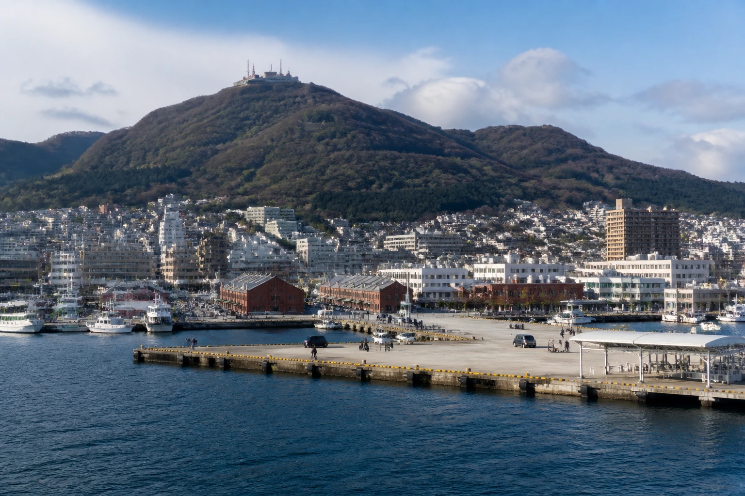 Representative cruise port destination view: Hakodate, Japan; passenger waterfront and harbor water, not an exact landmark photograph.