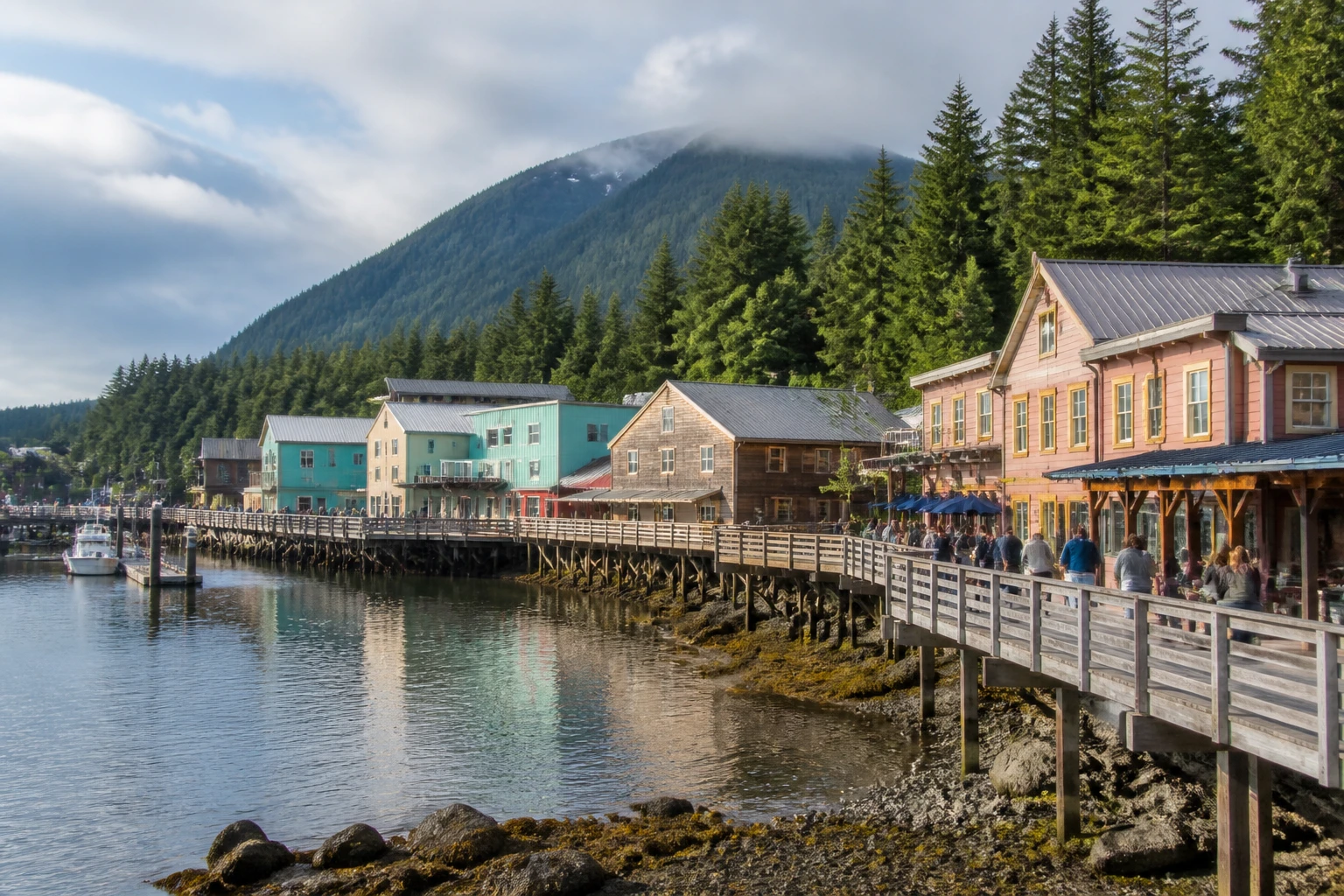 Representative city destination view: Ketchikan, United States; passenger waterfront and harbor water, not an exact landmark photograph.