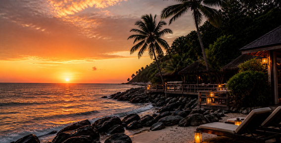 Caribbean sunset near Sandals Halcyon Beach in Saint Lucia for a Sandals destination wedding