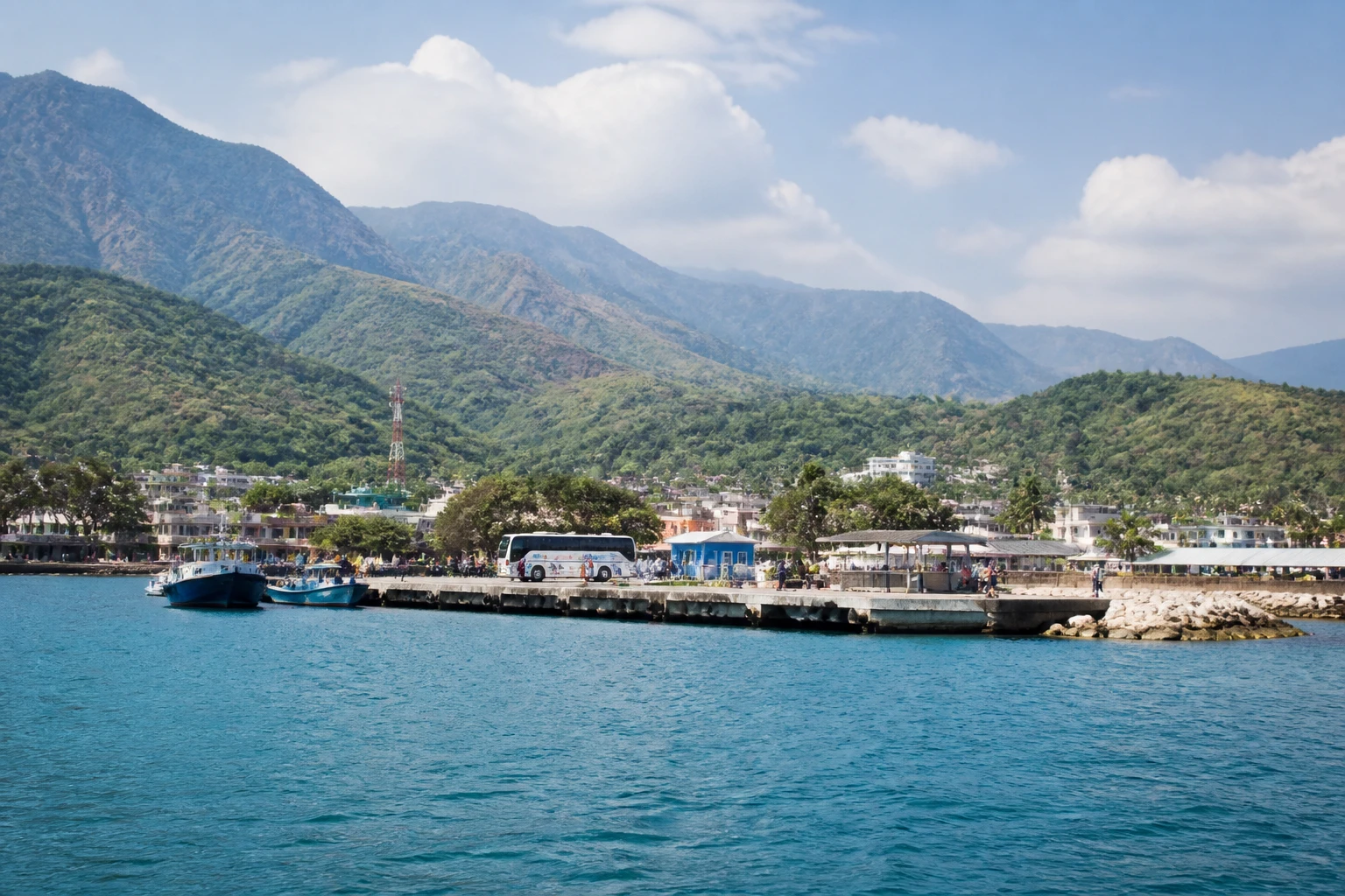 Representative cruise port destination view: Labadee, Haiti; passenger waterfront and harbor water, not an exact landmark photograph.