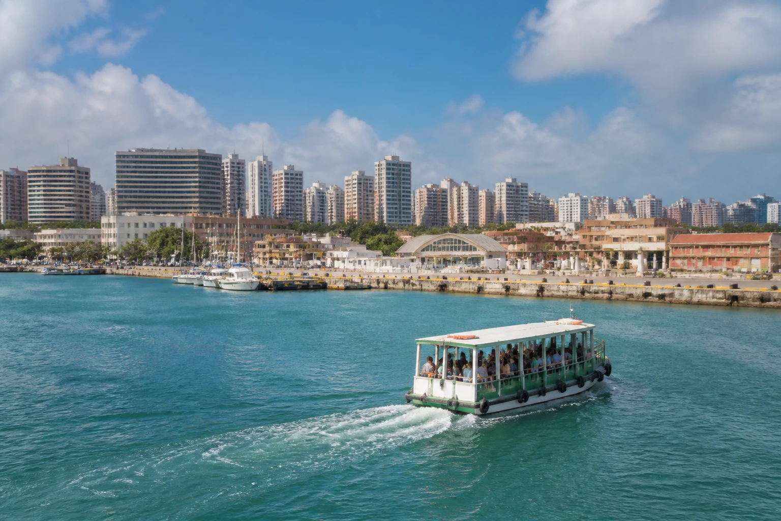 Representative cruise port destination view: Fortaleza, Brazil; passenger waterfront and harbor water, not an exact landmark photograph.