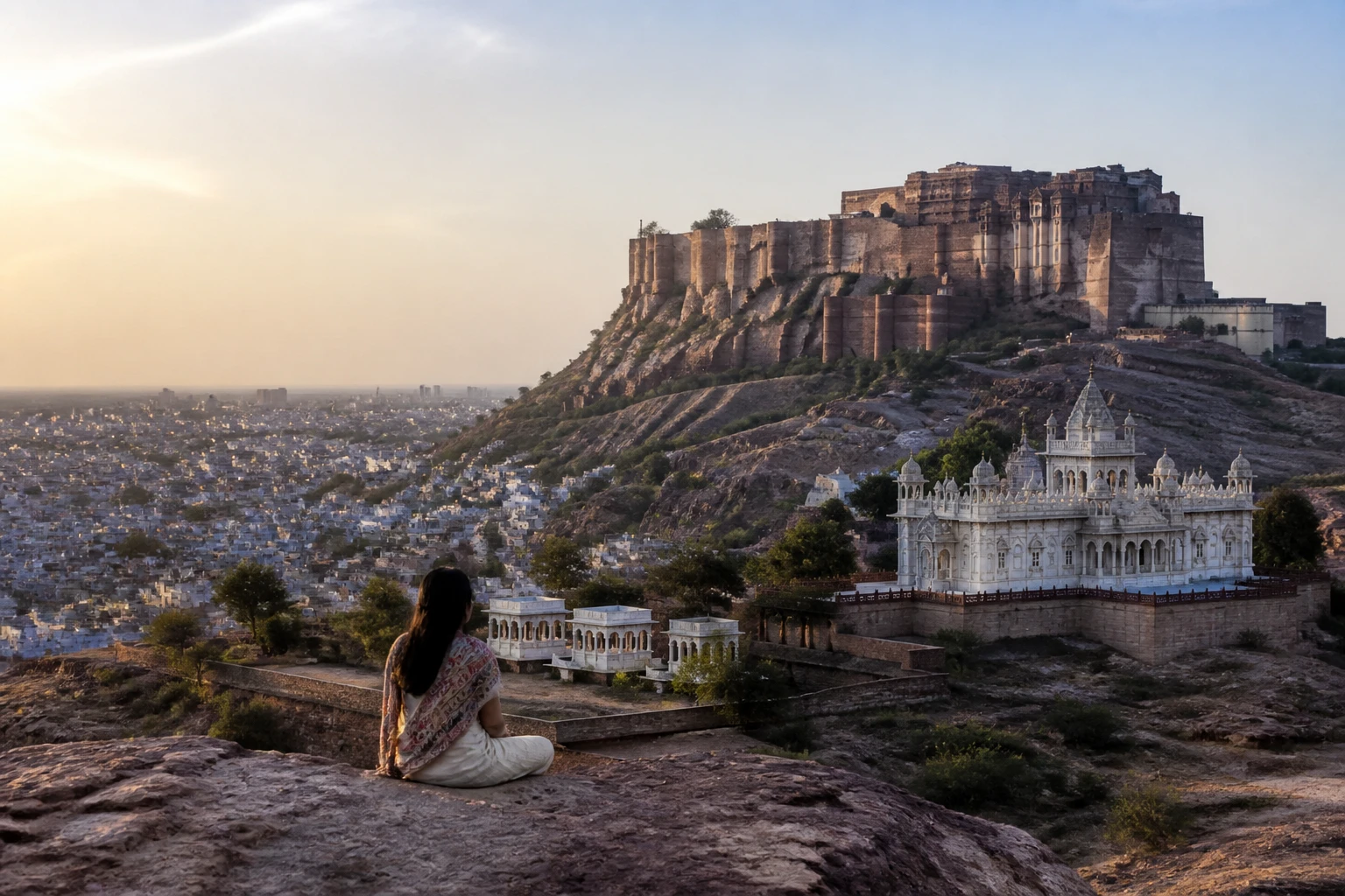 Representative historic city destination view: Jodhpur, India; heritage-scale streetscape and regional architecture, not an exact landmark photograph.