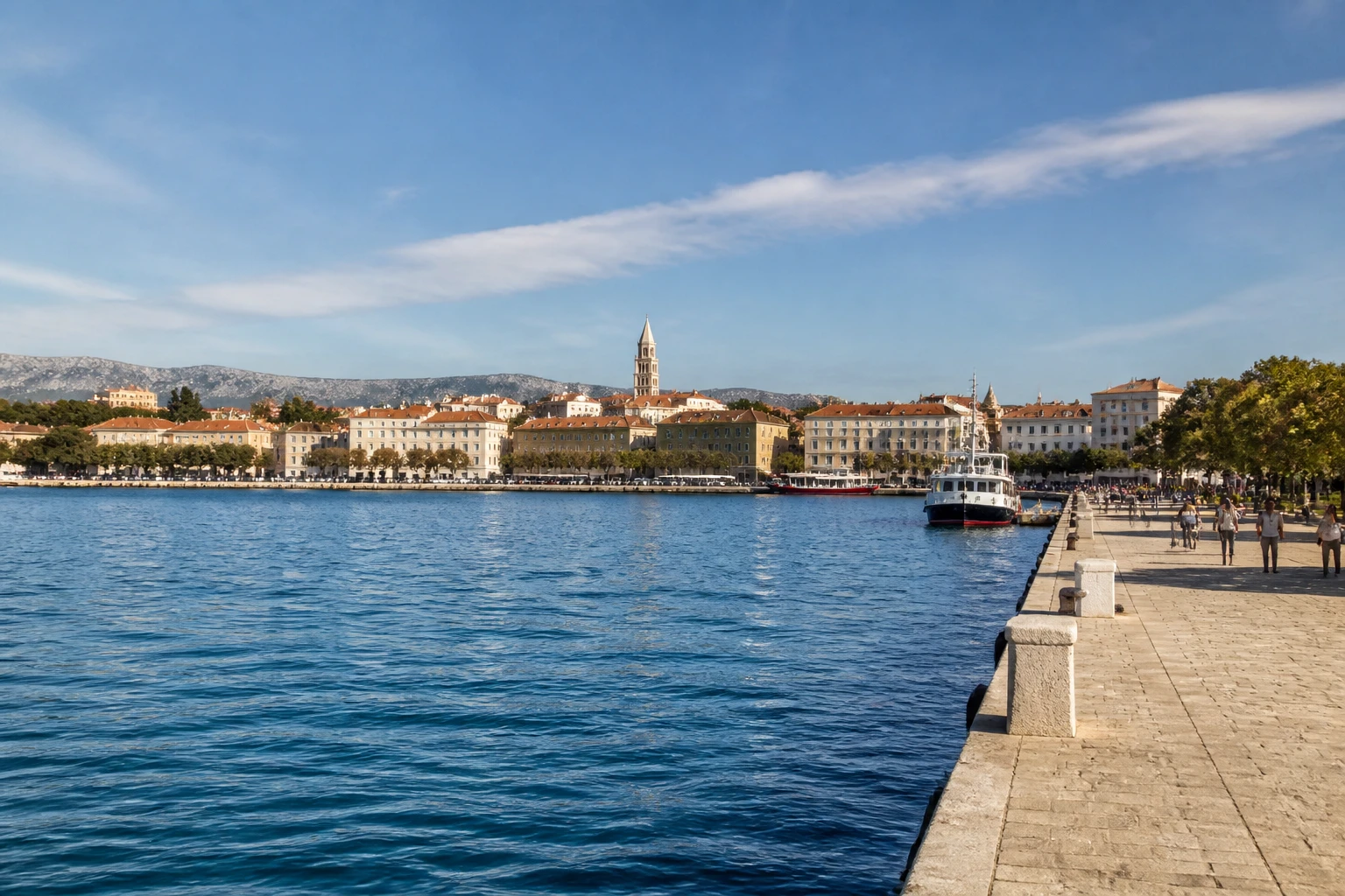 Representative cruise port destination view: Zadar, Croatia; passenger waterfront and harbor water, not an exact landmark photograph.