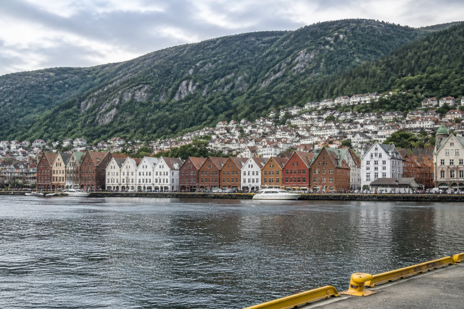 Representative city destination view: Bergen, Norway; passenger waterfront and harbor water, not an exact landmark photograph.