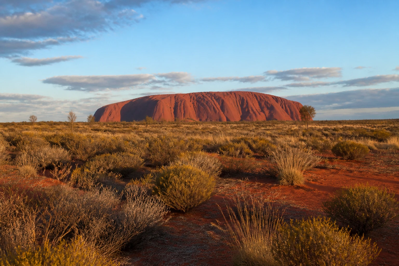 Representative desert destination view: Uluru and the Red Centre, Australia; desert terrain and sparse vegetation, not an exact landmark photograph.