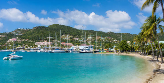 Representative view of Rodney Bay Saint Lucia for destination wedding guests staying at Sandals Halcyon Beach