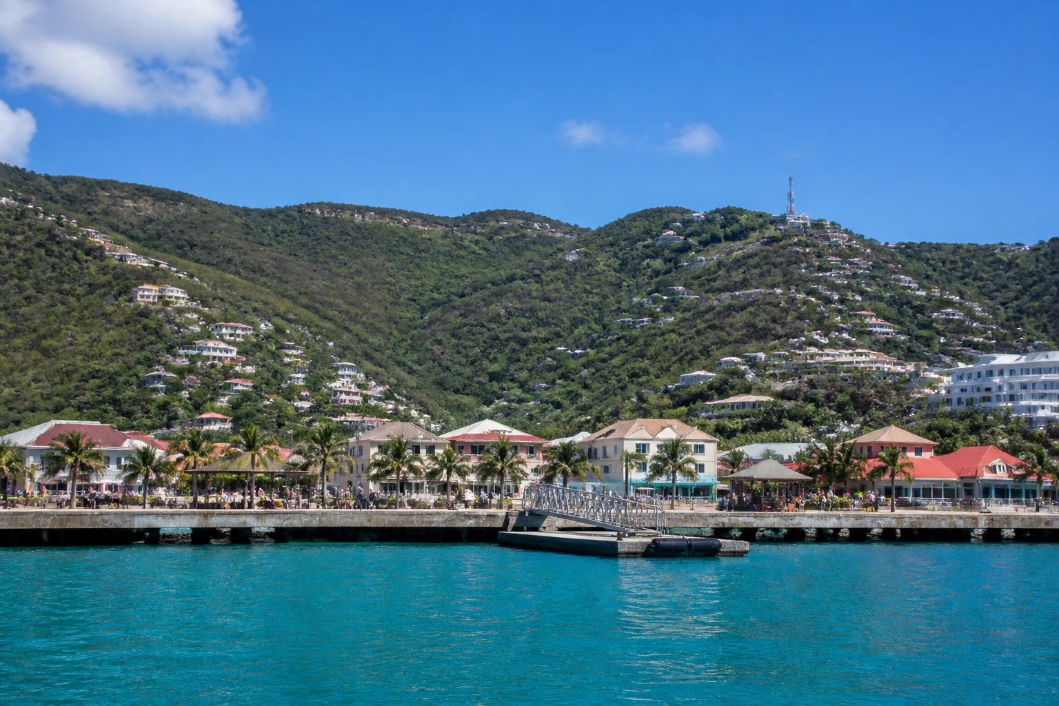 Representative cruise port destination view: Tortola, British Virgin Islands; passenger waterfront and harbor water, not an exact landmark photograph.