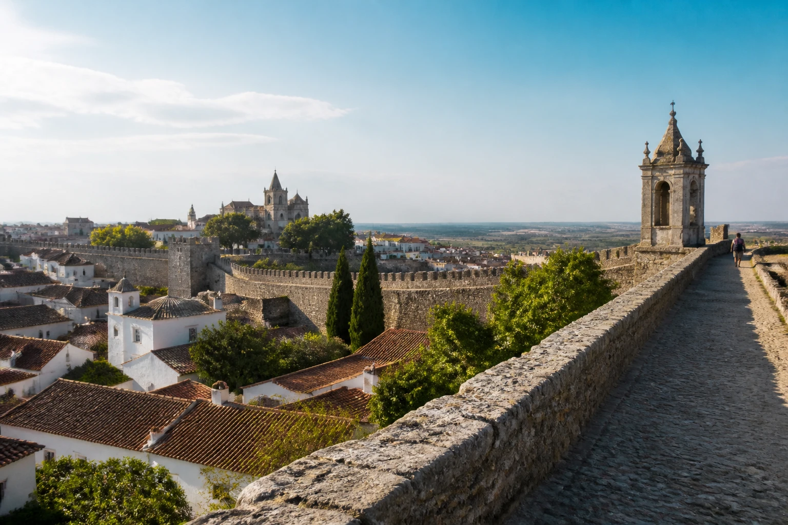 Representative regional destination view: Evora and Alentejo, Portugal; rural terrain and cultivated landscape, not an exact landmark photograph.