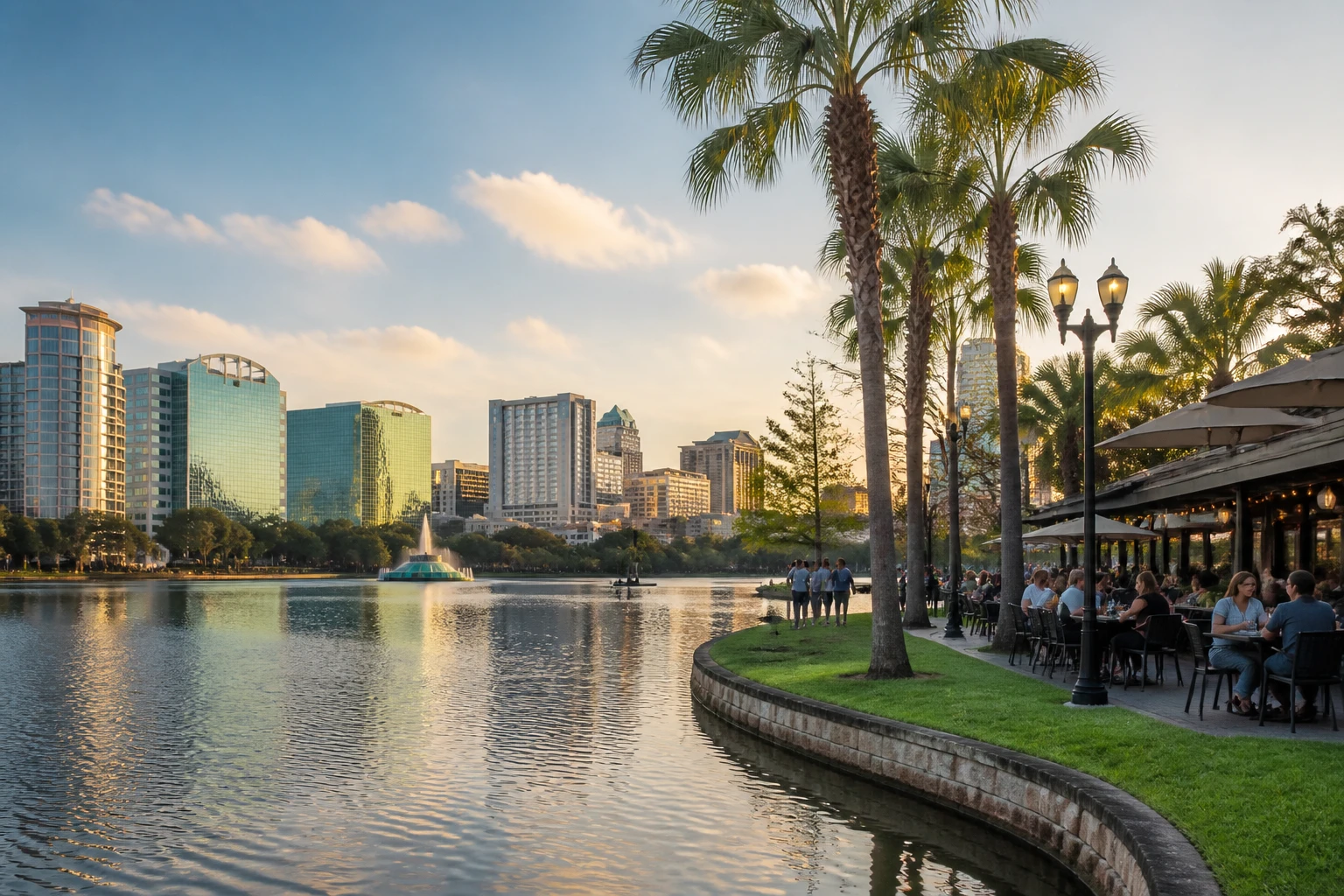 Representative travel destination view: Orlando, United States; unbranded leisure setting and welcoming public space, not an exact landmark photograph.