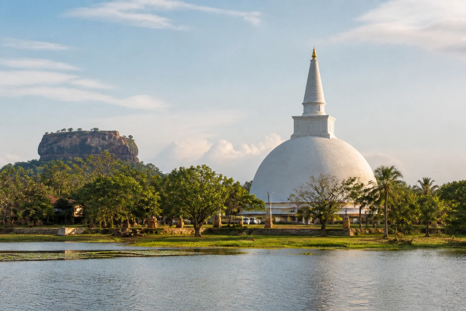 Representative regional destination view: Sri Lanka Cultural Triangle; heritage-scale streetscape and regional architecture, not an exact landmark photograph.