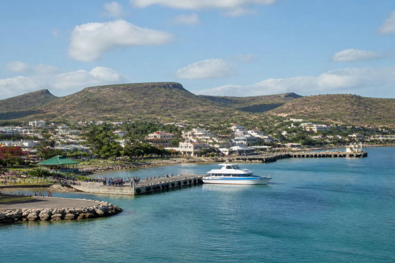 Representative cruise port destination view: Cabo Rojo, Dominican Republic; passenger waterfront and harbor water, not an exact landmark photograph.