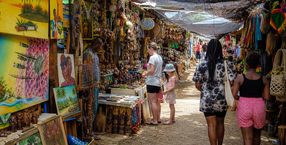 Representative view of Negril craft market Jamaica, a shopping area near Sandals Negril