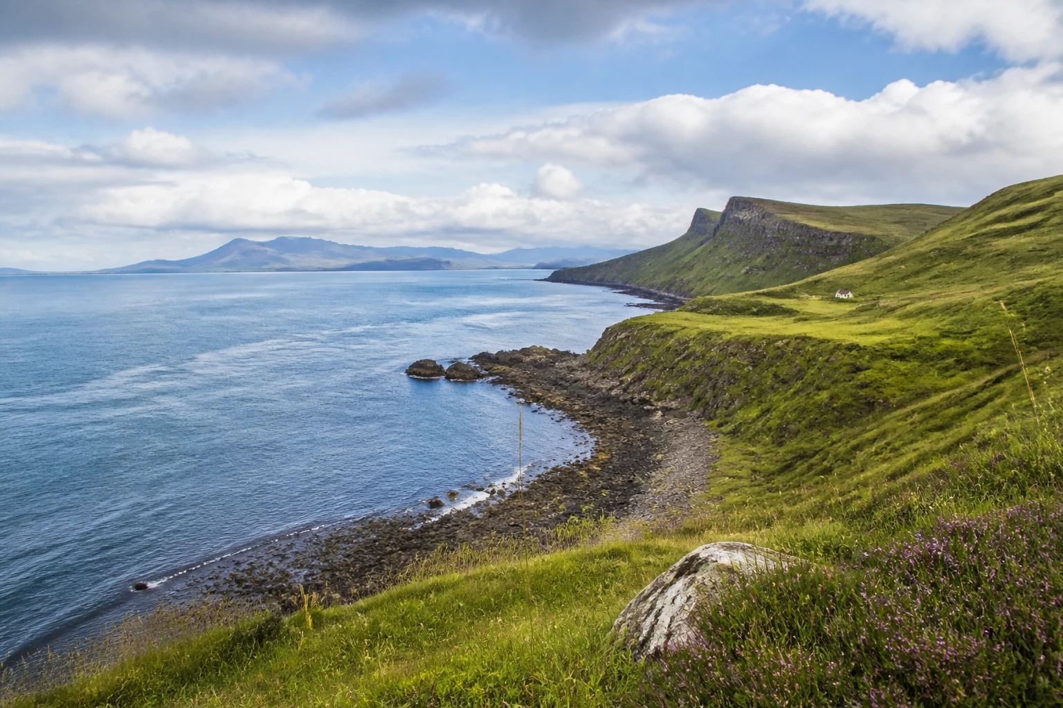 Representative island destination view: Isle of Skye, United Kingdom; coastline and regional vegetation, not an exact landmark photograph.