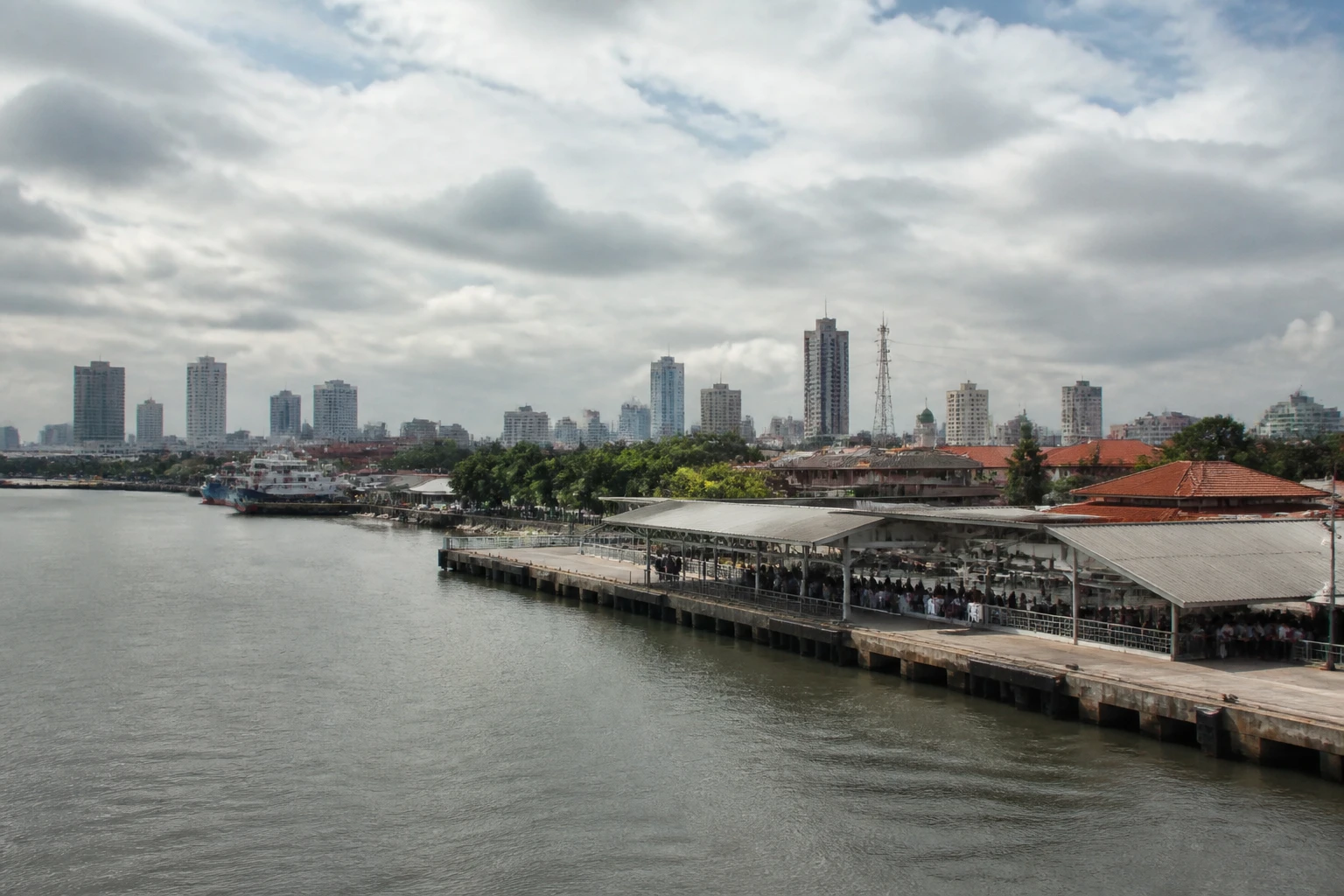 Representative cruise port destination view: Surabaya, Indonesia; passenger waterfront and harbor water, not an exact landmark photograph.