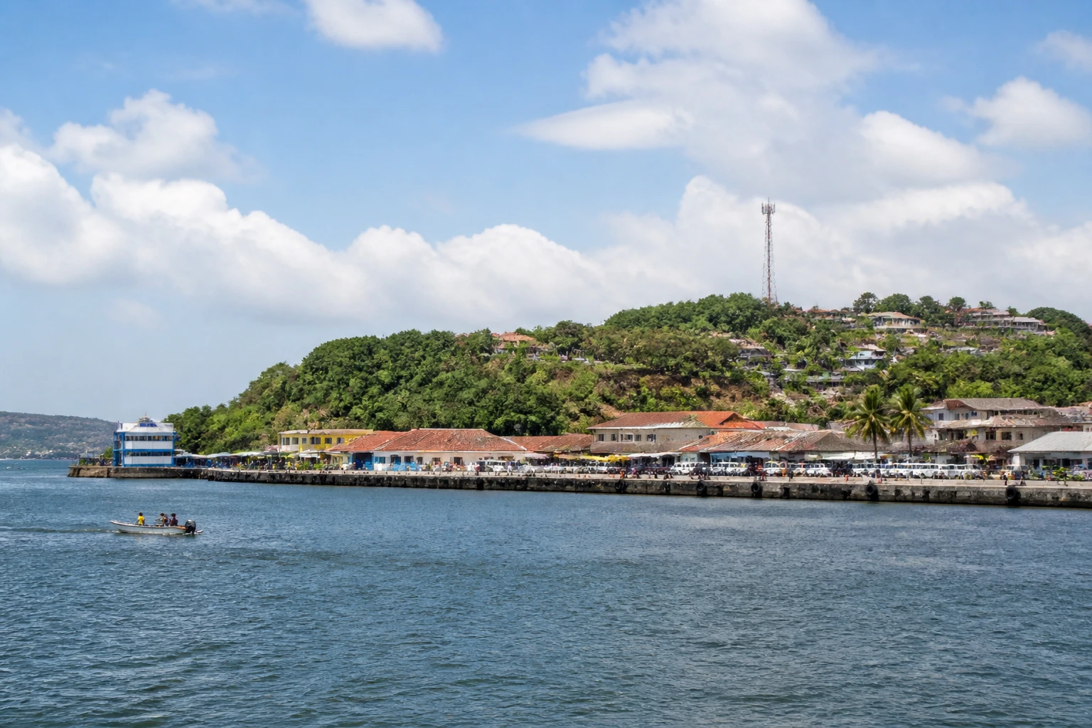 Representative cruise port destination view: Boca do Valeria, Brazil; passenger waterfront and harbor water, not an exact landmark photograph.