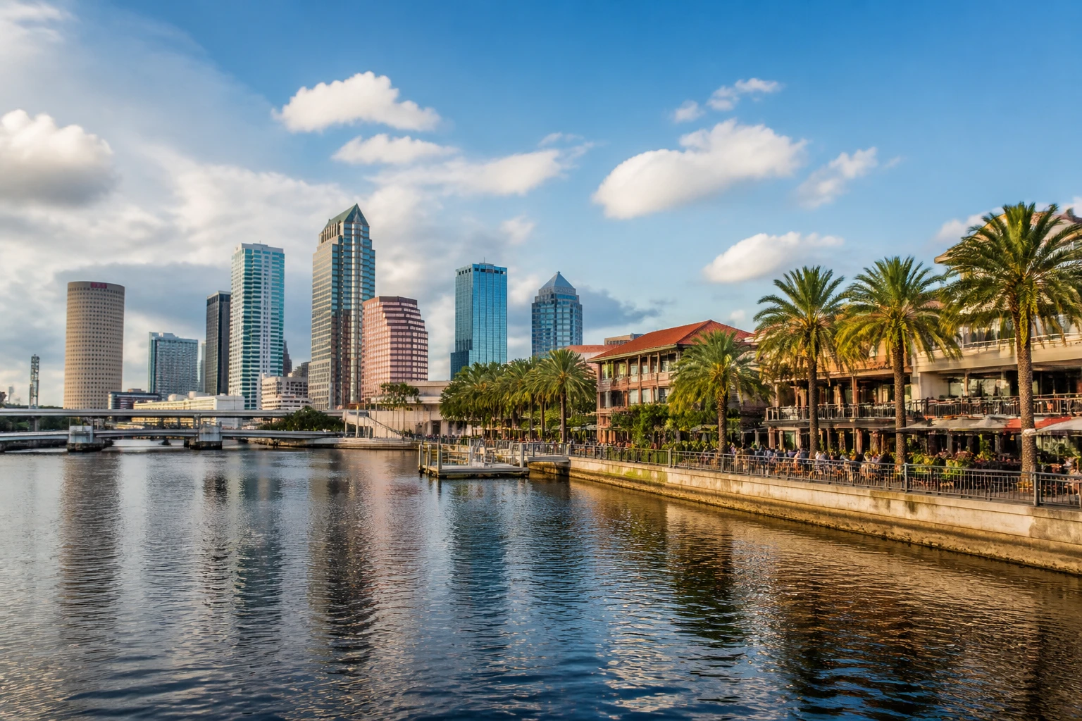 Representative city destination view: Tampa Bay, United States; passenger waterfront and harbor water, not an exact landmark photograph.
