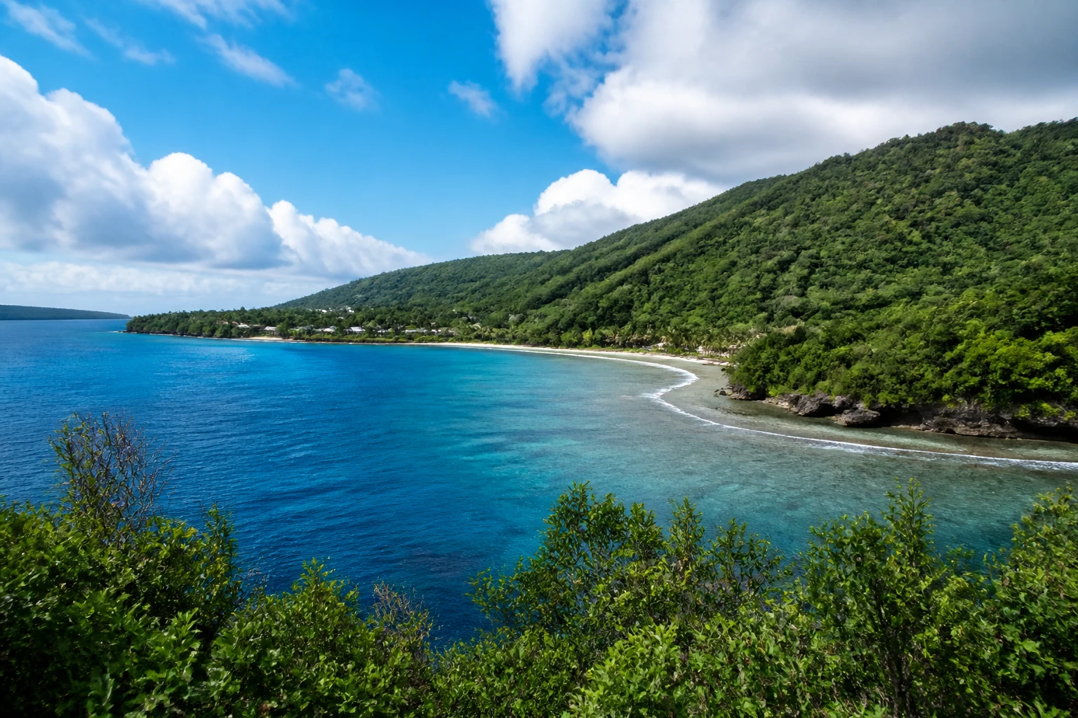 Representative cruise port destination view: Mystery Island, Vanuatu; coastline and regional vegetation, not an exact landmark photograph.