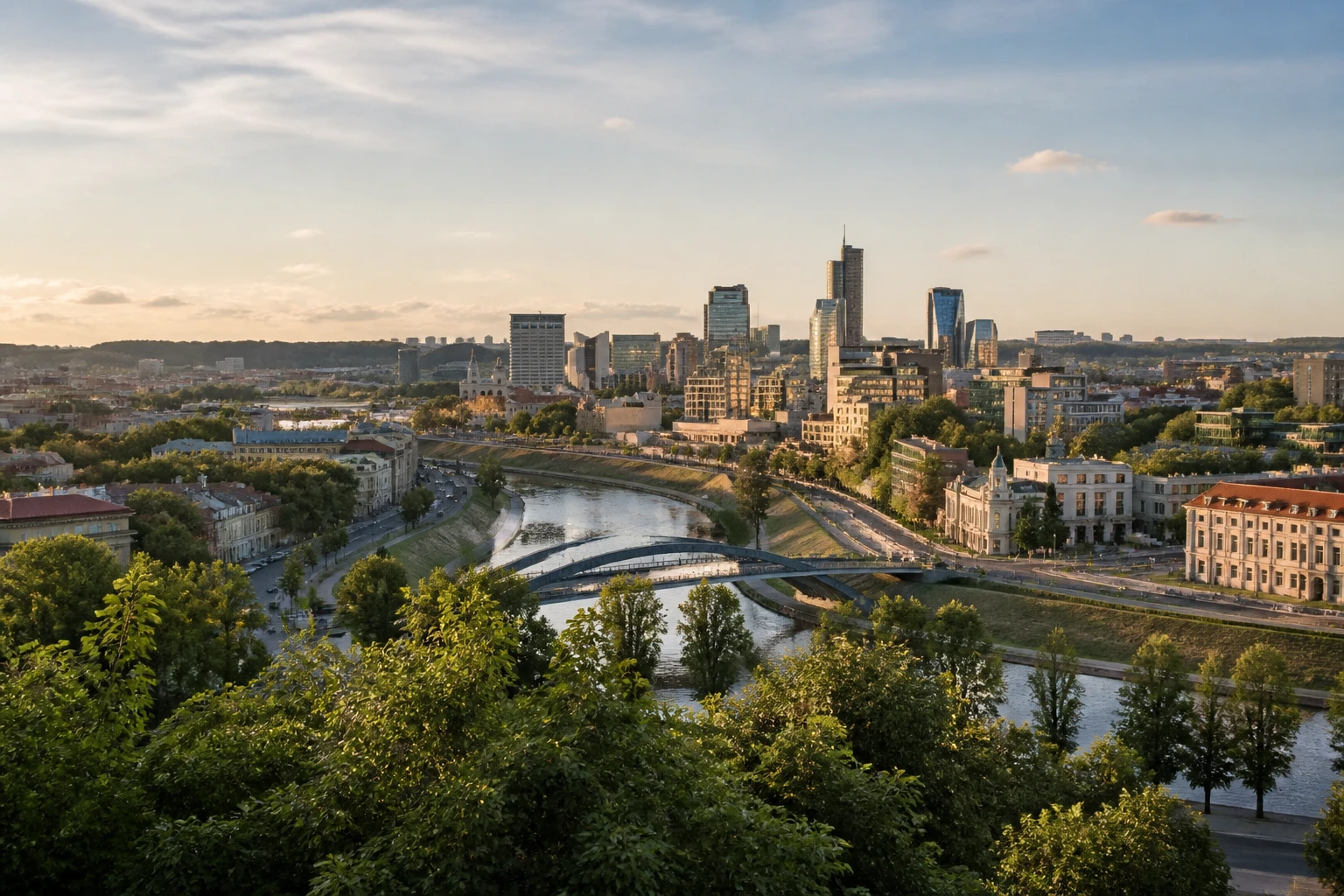 Representative historic city destination view: Vilnius, Lithuania; heritage-scale streetscape and regional architecture, not an exact landmark photograph.