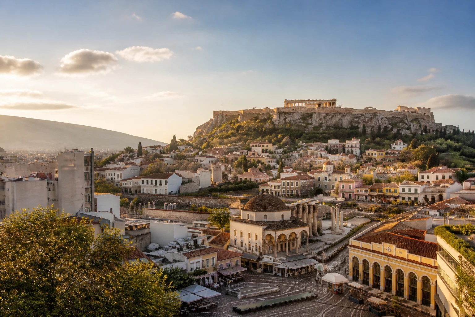 Representative city destination view: Athens, Greece; passenger waterfront and harbor water, not an exact landmark photograph.