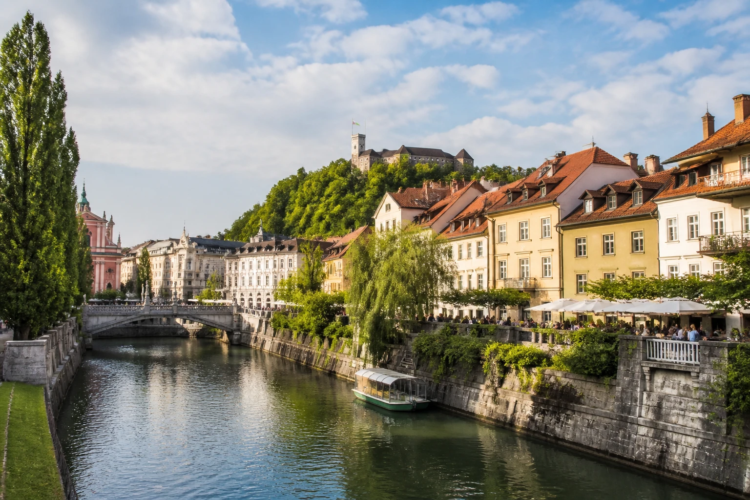 Representative historic city destination view: Ljubljana, Slovenia; heritage-scale streetscape and regional architecture, not an exact landmark photograph.
