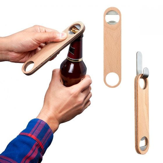 Destapador Leixo de madera con argolla metálica
