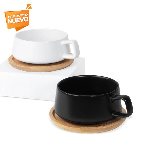 Taza Personalizada WUHAN de Cerámica con Base de Bambú