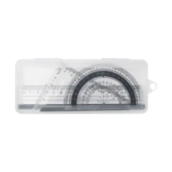 Kit de geometría promocional con regla y escuadra
