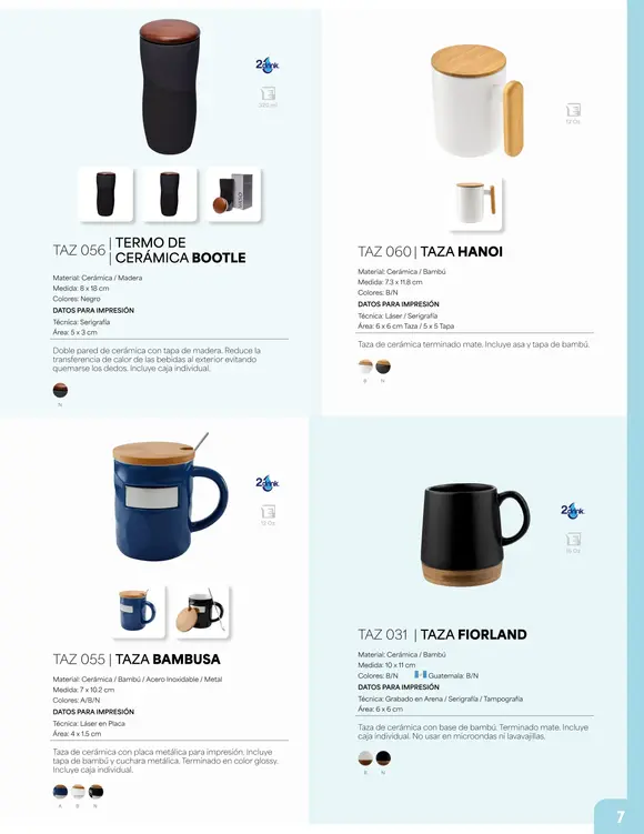 Descubre nuestro catálogo de tazas, cilindros y termos. Perfectos para promocionar tu marca o como regalo especial. Personaliza cada pieza y haz que tu mensaje destaque.