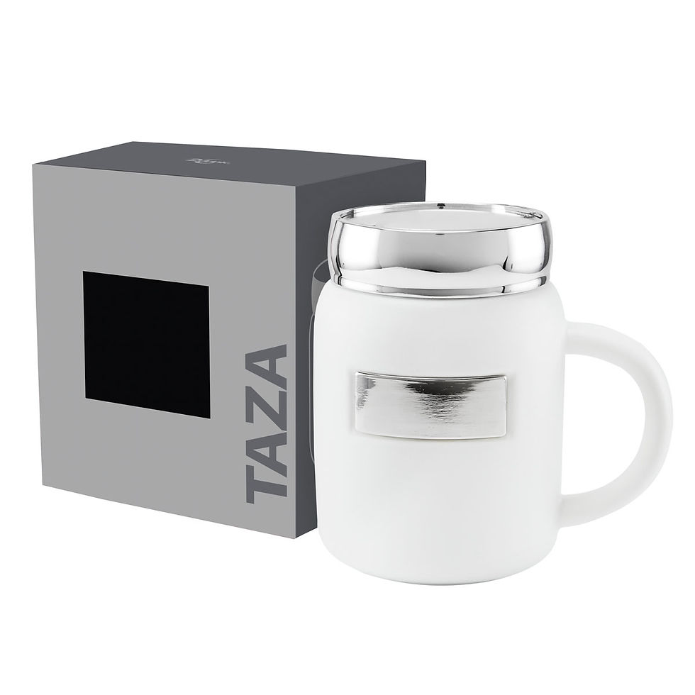 Thumbnail: Taza térmica de cerámica con detalles metálicos