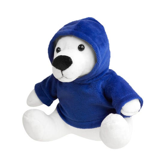 Peluche promocional con logo bordado en sudadera