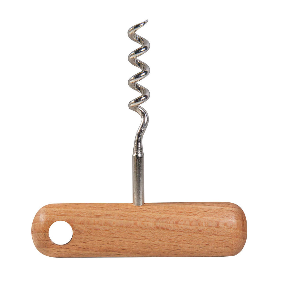 Sacacorchos ergonómico de acero inoxidable y madera