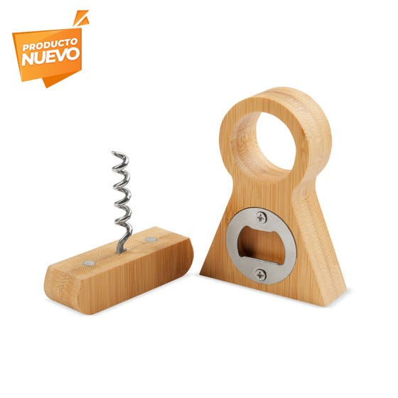 Soporte sacacorchos promocional Ródano en bamboo