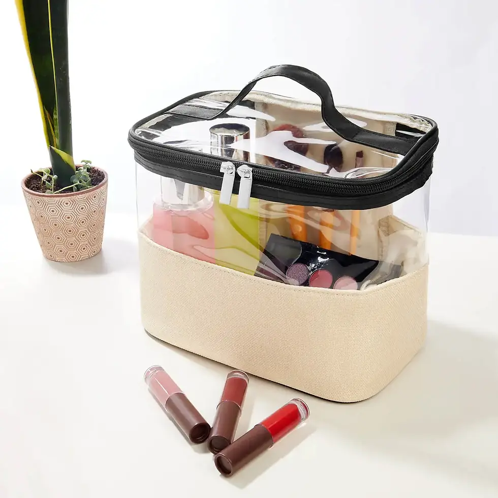 Cosmetiquera Kewa de yute con mica transparente