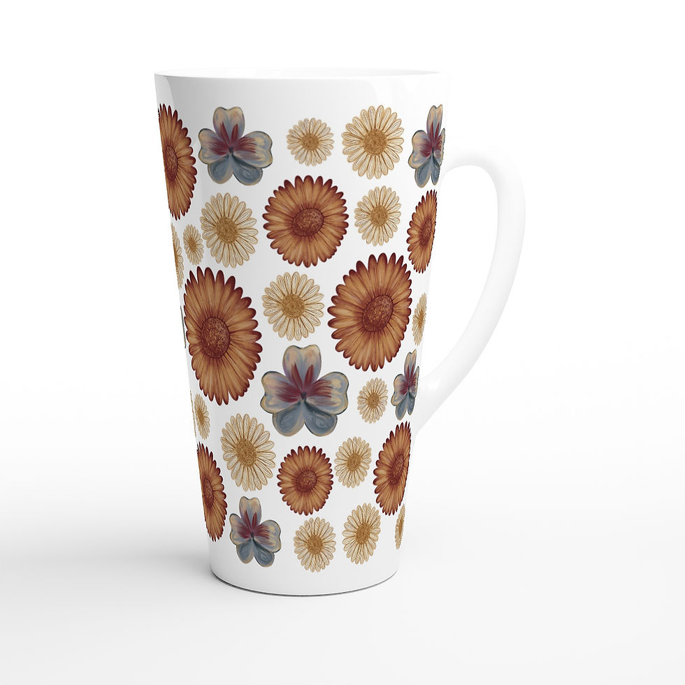 Thumbnail: Ceramic Latte Mug - Blue Edible Flowers