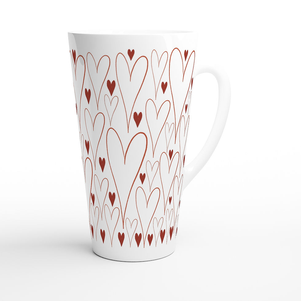 Thumbnail: Ceramic Latte Mug – Red Hearts