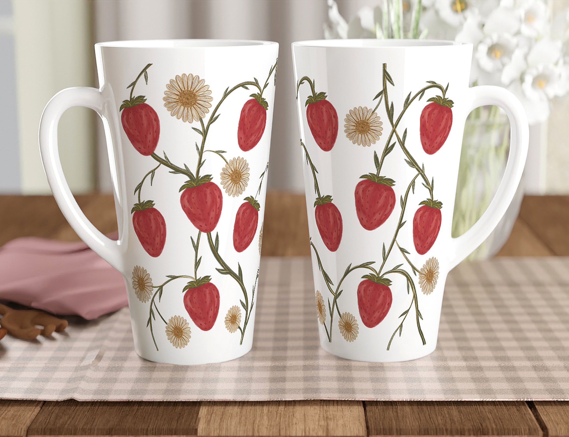 Ceramic Latte Mug - Strawberry Summer