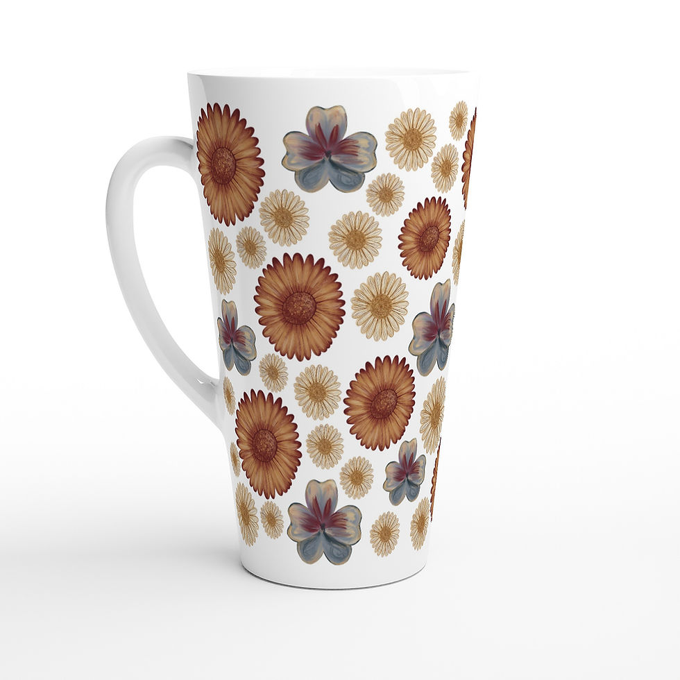 Thumbnail: Ceramic Latte Mug - Blue Edible Flowers