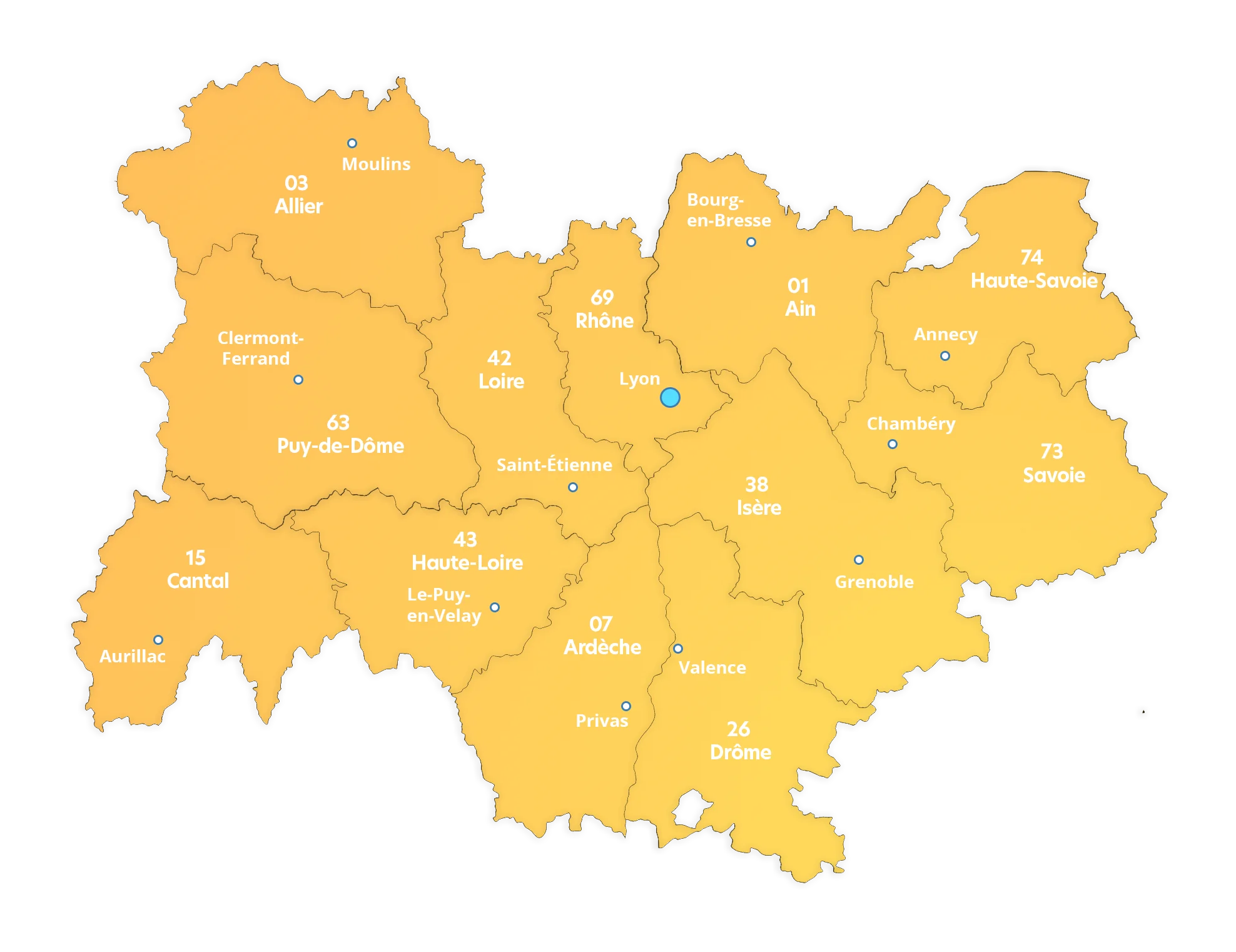 carte_auvergne_rhône_alpes_by Remorquage Depannage Pros