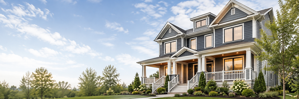 Big house, mansion, multi-family home with blue sky in nature