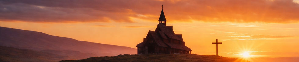 oude houten kerk op heuvel