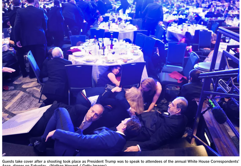 People taking cover at correspondants dinner