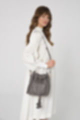 Torebka Mini Worek skórzana taupe