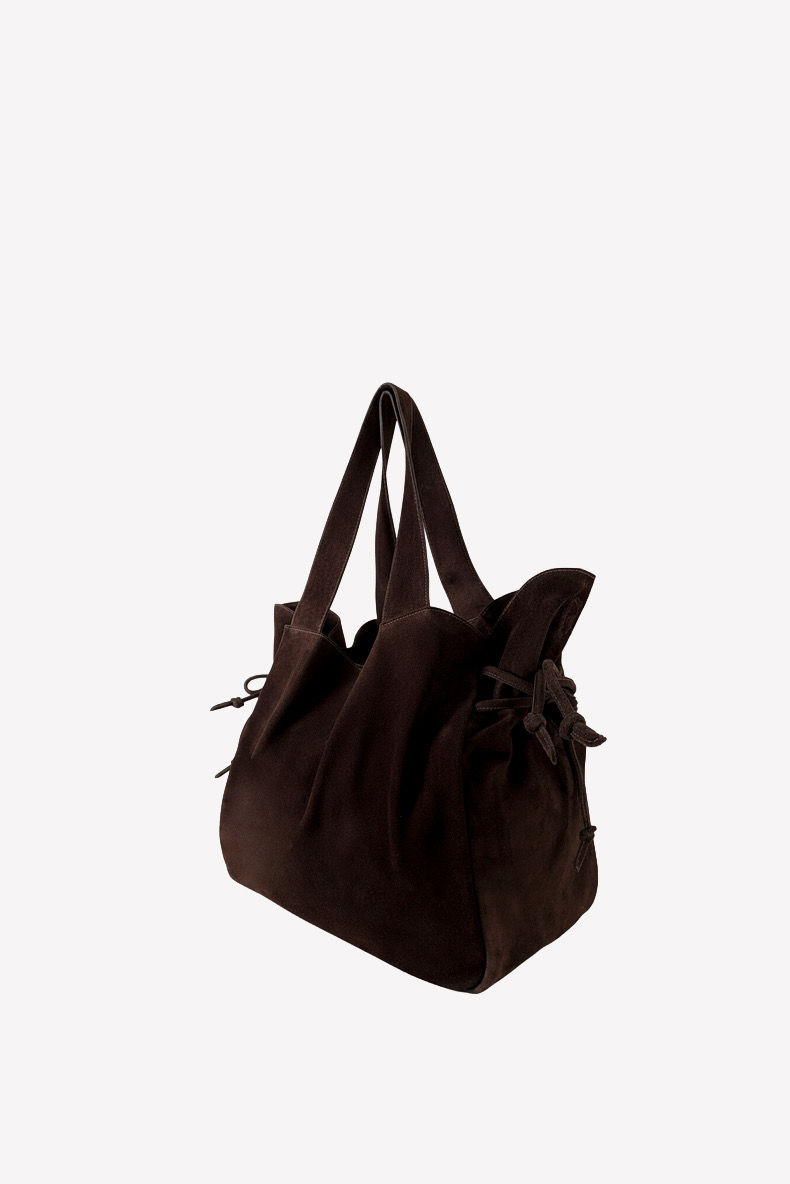 Zamszowy Weekend Soft Shopper Bag w Czekoladowym Brązie